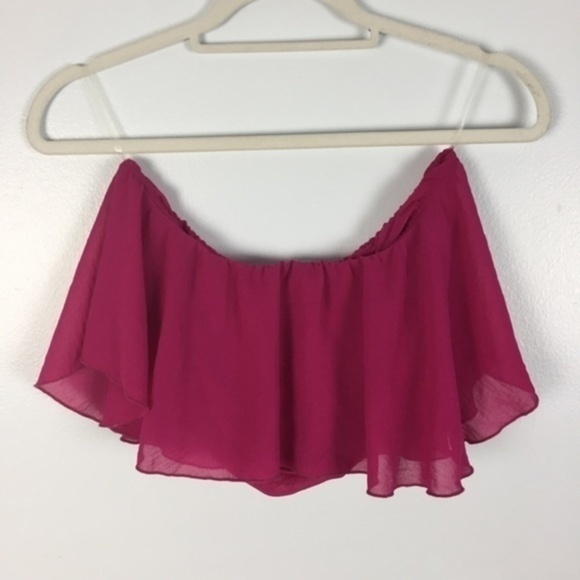 Pitaya‎ Womens Size S Pink Chiffon Bandeau Crop Top - Picture 2 of 8